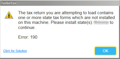 TurboTax Error 190