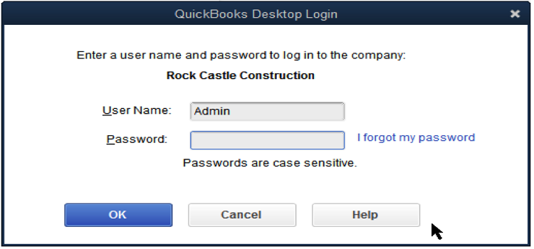 reset QuickBooks admin password