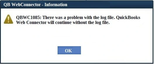 QuickBooks error QBWC1085 [Error Message]