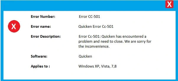 Quicken Error message cc-501
