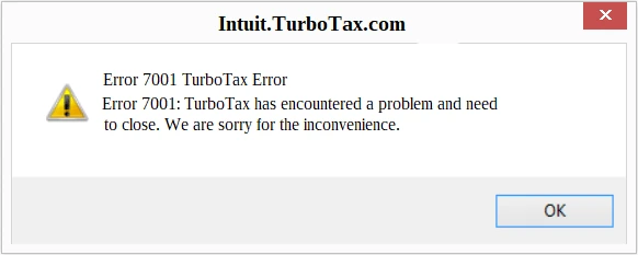 TurboTax Error 7001