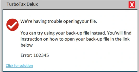 TurboTax Error 102345