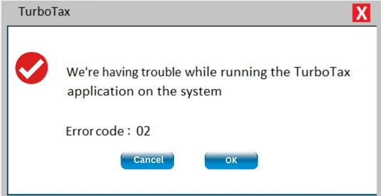 TurboTax error 02 (Message)